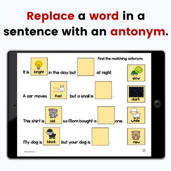 Antonyms Beginner Level Vocabulary Digital and Print Speech Therapy ...