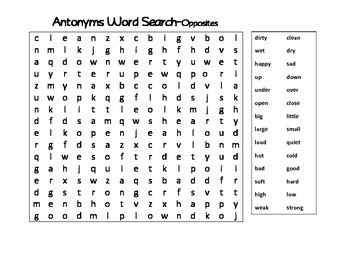 word search antonyms