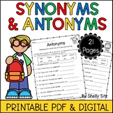 Antonyms and Synonyms Worksheets PDF and Digital | Grammar