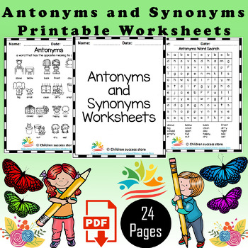 Synonyms and Antonyms - Poster Bookmark Worksheet - Grammar with Long A  Phonics