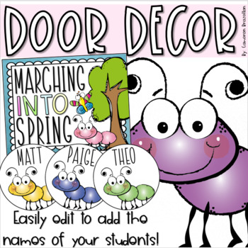 Preview of Ants Marching Into Spring Door Decorations Bulletin Board EDITABLE