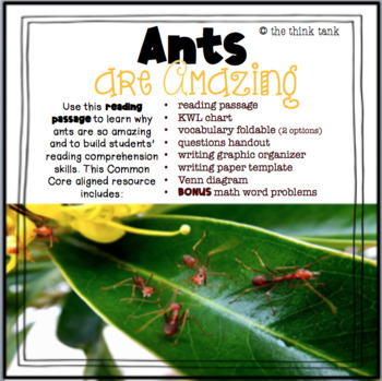Preview of Reading Comprehension: Ants are Amazing | Distance Learning