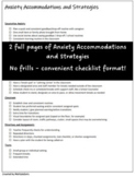 Anxiety Accommodations and Strategies List (Classroom Mana
