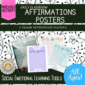 Preview of Anxiety Affirmation Poster | 4 Designs | Mindfulness, Positive Thinking, SEL