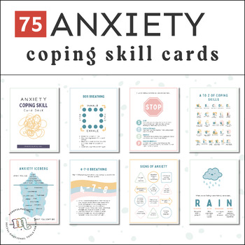 Preview of Anxiety Coping Skills Cards | Anxiety Cards | Mindfulness Cards | Anxiety Relief