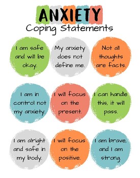 Preview of Anxiety Coping Statements for Self-Care Poster/Image---PDF, PNG, JPG, SVG