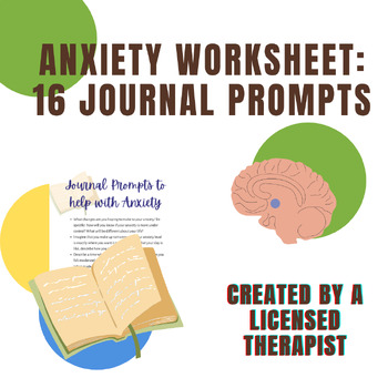 Preview of Anxiety Handout: 16 Journal Prompts to Manage Your Anxiety