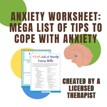 Preview of Anxiety Handout: Mega-list of Coping Skills, Tracker, and Reflection