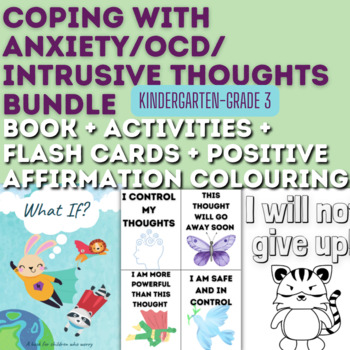 Preview of Anxiety/OCD/Intrusive Thoughts Book, Flash Cards + Positive Affirmation Bundle