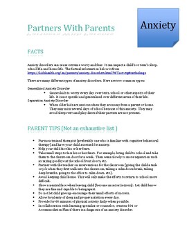 Preview of Anxiety Parent Tip Sheet-Resources and Strategies for Parents-Editable (SEL)