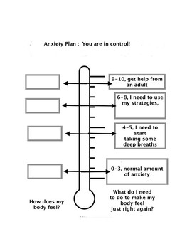 Anxiety Plan Thermometer by Common Sense School Counselor | TpT