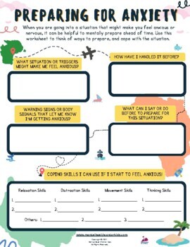 anxiety preparation worry worksheet activity fillable social emotional learning