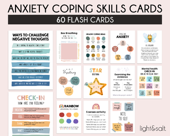 Preview of Anxiety coping skills flash cards, DBT Coping Skills Cards, anxiety relief