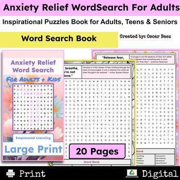 Preview of Anxiety Relief Word Search: Inspirational Puzzles Book For Kids and Adults