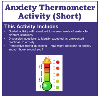 Anxiety Thermometer Activity (Identify Levels of Anxiety) | TPT
