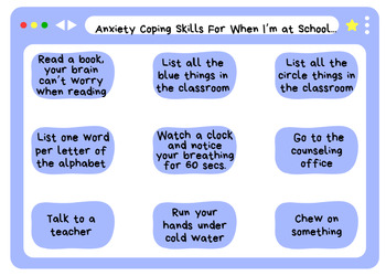 anxiety tracking sheet coping skills for middle high