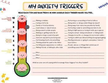 anxiety worksheets kids teaching resources teachers pay teachers