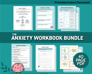 Preview of Anxiety Workbook │ Worry Workbook │ Stress Management │ CBT Worksheets