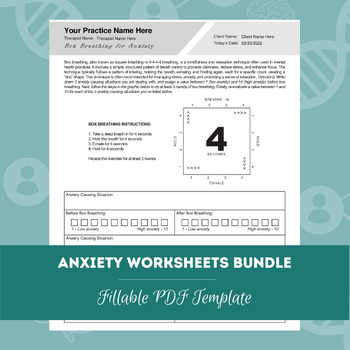 Preview of Anxiety Worksheets Bundle | Fillable PDF Template