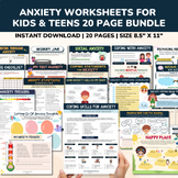 Anxiety Worksheets School Counseling 20 Pg Bundle-SEL Chil