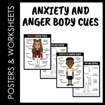 Preview of Anxiety and Anger Body Cues Posters and Worksheets