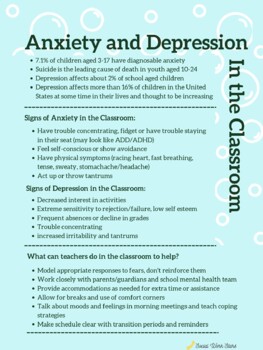 Classroom accommodations for anxiety
