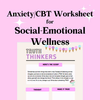 Preview of Anxiety and Positive Mindset Worksheet for SEL and Counseling