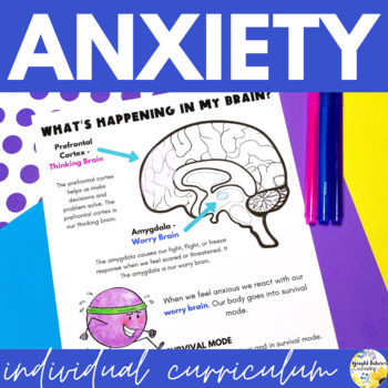 Preview of Anxiety & Worry Individual Counseling Curriculum | Coping Skills and Strategies