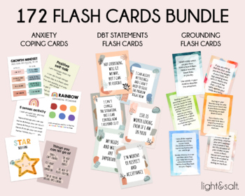 Preview of Anxiety coping cards bundle, DBT cards, coping skills, Zones of regulation, CBT