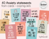 Anxiety coping statement flash cards, panic coping cards, 