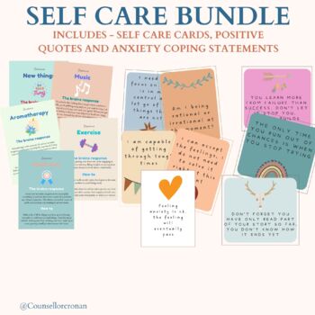 Preview of Anxiety flashcard bundle set, positive affirmations, affirmation station