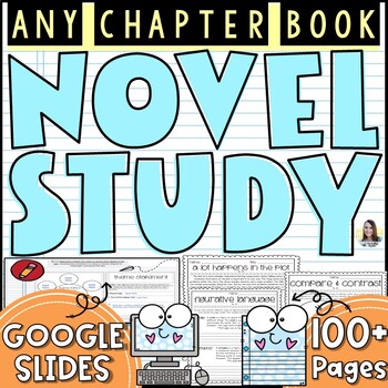 Preview of Any Book Novel Study  | Google Slides & Literature Circle Worksheets Bundle