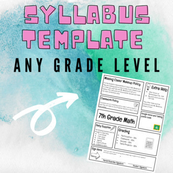 Preview of Any Grade level or Subject Syllabus Template