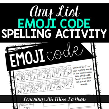 Preview of Any List Emoji Code Spelling Word Work Activity