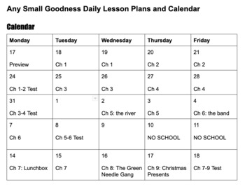 Preview of Any Small Goodness Daily Lesson Plans/ Daily Student Handouts, and Unit Calendar