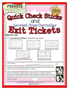 Preview of Free Exit Tickets Leveled for Any Subject and Quick Check Assessment Sticks
