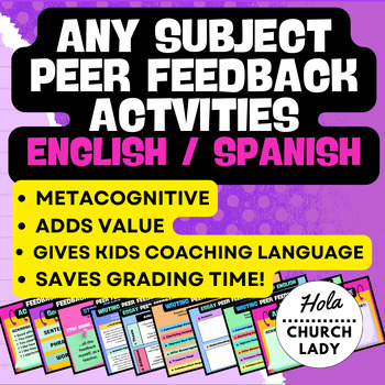 Preview of Any Subject Structured Peer Feedback Peer Review English/Spanish (24 slides)