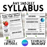 Any Subject - Visual Syllabus Template - Editable - Creati