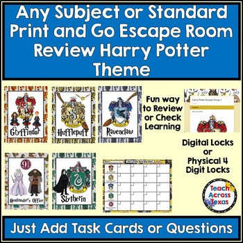 Preview of Any Subject or Standard Print & Go Escape Room Review Harry Potter Themed
