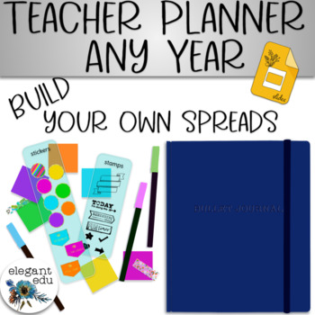 Preview of Any Year Editable Teacher Planner for Google Slides with Stickies and Stickers