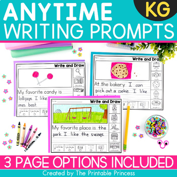 Anytime No Prep Writing Prompts for Kindergarten by The Printable Princess