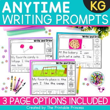 Preview of Anytime No Prep Writing Prompts for Kindergarten