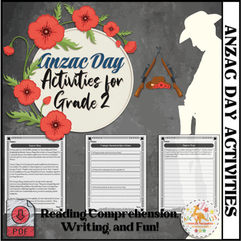 Preview of Anzac Day Activities for Grade 2: Reading Comprehension, Writing, and Fun!