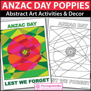 Preview of Anzac Day Coloring Pages, Abstract Poppy Art Activities and Remembrance Posters