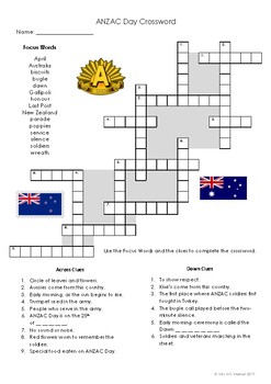 Preview of Anzac Day Crossword