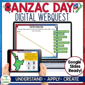 Preview of Anzac Day Digital WebQuest for Google Slides | Anzac Day Reading Activities