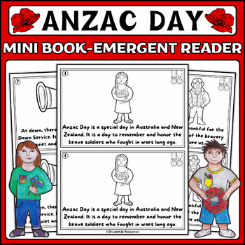 Preview of Anzac Day Emergent Reader Mini Book | April 25th Anzac Day for Young Explorers