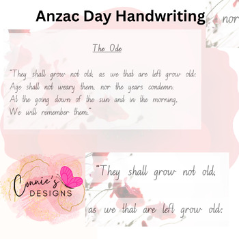 Preview of Anzac Day : Handwriting : The Ode