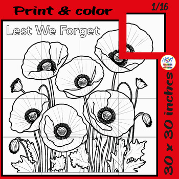 Preview of Anzac Day Lest We Forget Collaborative Poster Art Red Poppies Flower/Remembrance