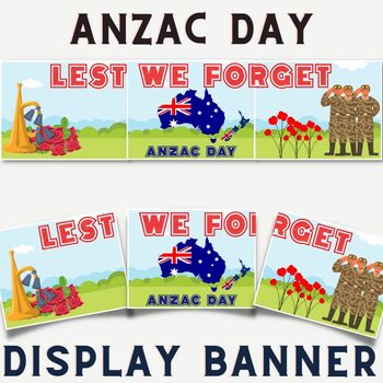 Preview of Anzac Day Lest We Forget Display Banner | Remembrance Day  Bulletin Board